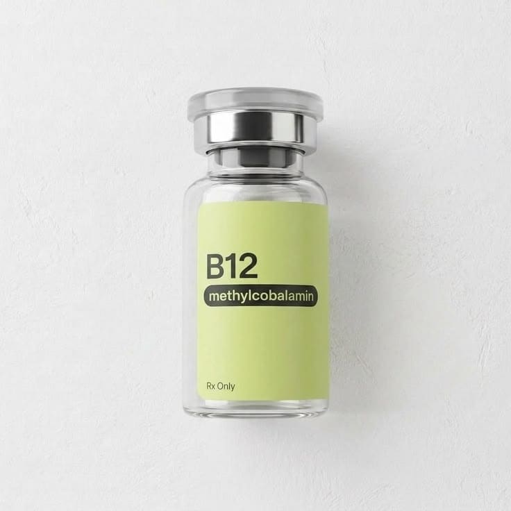Vitamin B12 supplement capsules and foods rich in B12