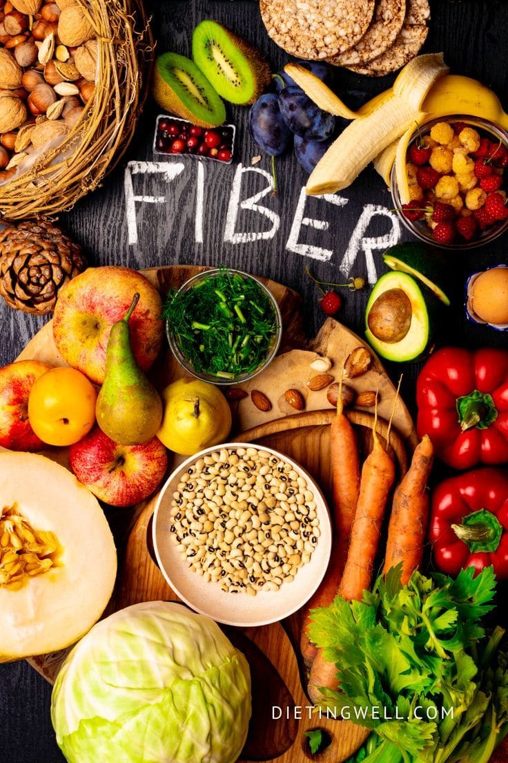 High-fiber foods including vegetables and legumes that support gut microbiome health